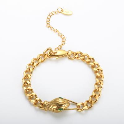 China Fashion TRENDY Snake Bracelet Stainless Steel Gold Color Link Chain Women Main Bracelet For Party Wedding Jewelry Gift Luxury Wholesale for sale