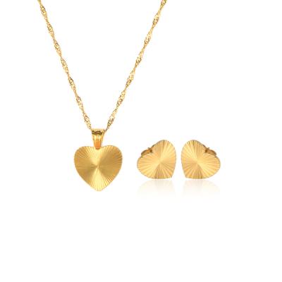 China New Arrival TRENDY Stainless Steel Heart Shape Pendant Necklace Love Stud Earrings For Women Shape Jewelry Set Gift for sale