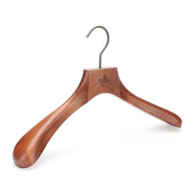 China Gold Contemporary Thick Hook Swivel Boutique Fashion Matt White Space Saving Wood Non-Slip Ladies Shirt Hangers for sale