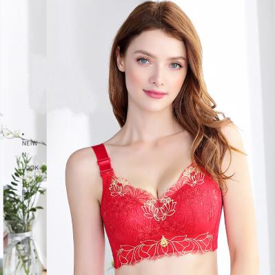 China QUICK DRY high quality sexy French bra small chest bras embroidery lace red lingerie push up bra women underwear radio for sale