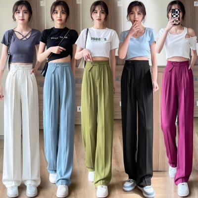 China Autumn High Quality Business Office Anti-Wrinkle Pants Custom Ladies High Femal Femal Waist Loose Plus Size Wide Leg Pants Suit Pants Women for sale