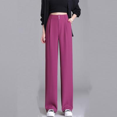 China Anti-wrinkle China Autumn High Quality Custom Office Ladies Pants High Waist Loose Wide Leg Pants Female Suit Pants Women Plus Size for sale