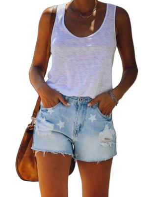 China Breathable Women Jeans Shorts Jeans Mid Waist Summer Destroyed Ripped for sale