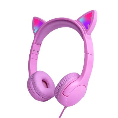 China OEM 85db Cat Ear Led Lighting Kids Over-Ear Headphones Stereo Sound Headphones Children for sale