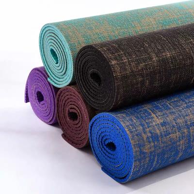 China Large Non Slip Durable Eco Friendly Printed Jute Yoga Mat for sale