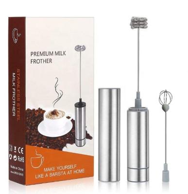 China Workable 2 Pcs/Packs Factory Purchase Stainless Steel Electronic Cappuccino Hand Coffee Milk Frother Set With Egg Beater for sale