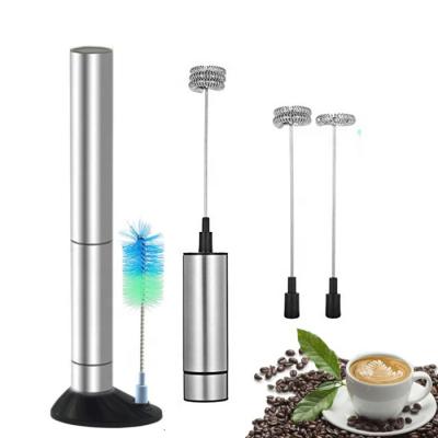 China Sustainable Automatic Top Grade Coffee Cappuccino Blender Beat Handheld Milk Frother Set With Stand And Brush for sale