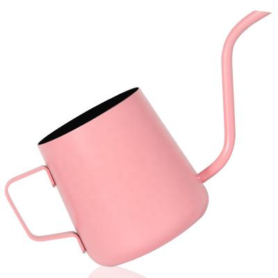 China Sustainable Black Red Blue Modern Coffee Kettle Gold White/Pink Color Drip Goose Neck Coffee Pot Metal Teapot for sale