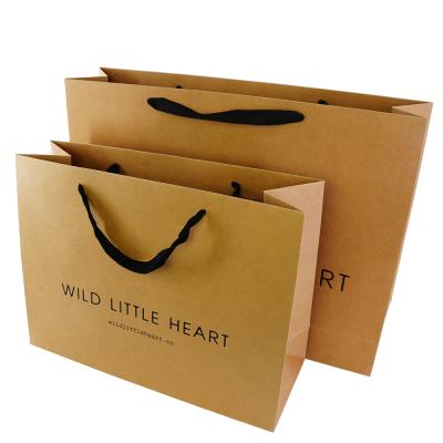 China Logo Brown Craft Packaging Gift Custom Wholesale Recyclable Recycle Bag Kraft Paper Shopping Bags With Handles for sale