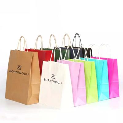 China Recyclable Recycled Cheap Price Carrier Bag Custom Printed Craft Paper Food Take Out Bags With Your Own Logo for sale