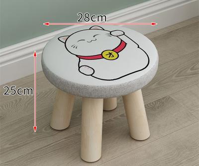 China Modern Fashionable Cartoon Printed Soft Wooden Kids Home Shoes Changing Stools for sale