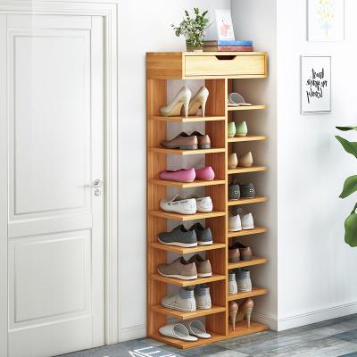 China Small (Height) Adjustable Narrow Room Home Organization MDF Shoe Rack Saving Cabinet With Storage Drawer for sale