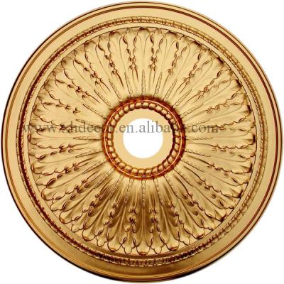 China Artistic Ceilings Round Antique Sun Flower Gold Color 50cm Diameter Ceiling Tile for sale