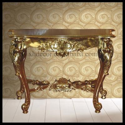 China French Ornate Console Table Foyer Wall Coffee Table Gold Luxury Console Table for sale