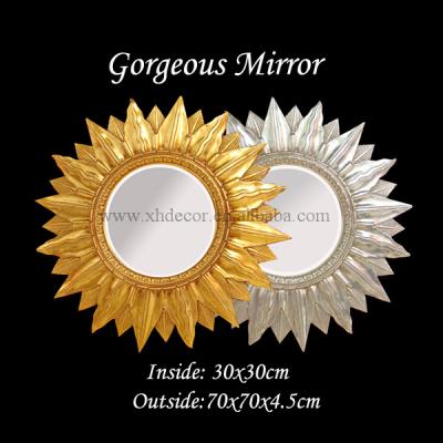 China Decorative Hand Carved Mirror Sunburst Mirror Silver Leaf Gold Foil Decorative Mirror for sale