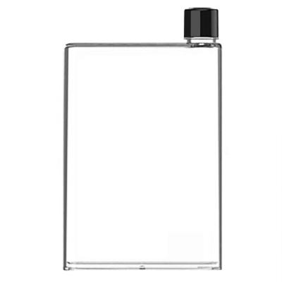 China Wholesale 420ml Custom Clear Plastic Beverage Bottle Notebook Clear Square Clear Square Flat Water Bottle A5 Water Bottle for sale