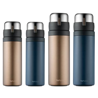 China Hot Selling PORTABLE Insulated Stainless Steel Mugs Vacuum Thermo Cup Water Bottles With Strainer zu verkaufen