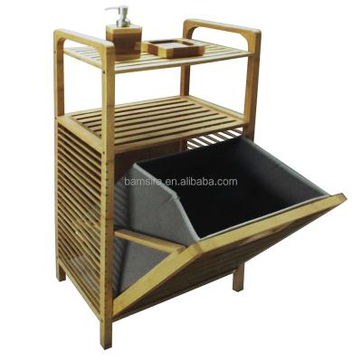 China 2 Shelf Bathroom Cabinet Storage Laundry Basket Minimalist Minimalist Bamboo Basket With Storage Bag for sale