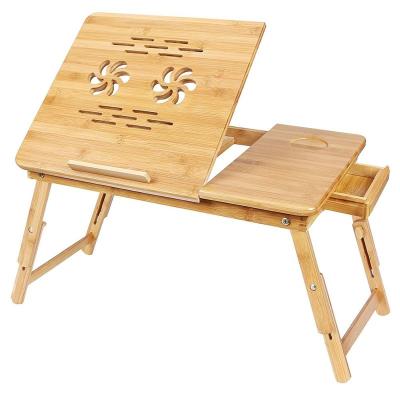 China 100% Modern Bamboo Adjustable Folding Tray /Laptop Desk Table /Table Stand Breakfast Serving Portable Bed Bamsira_Factory for sale