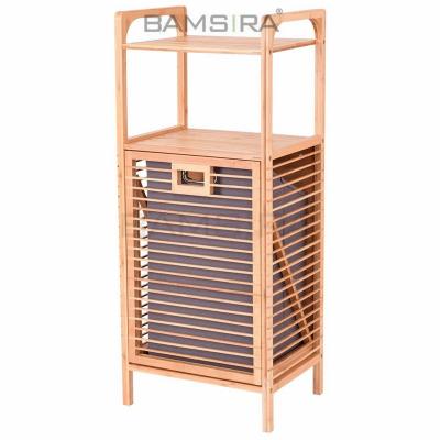 China Handles Handles Laundry Hamper Basket - Bamboo Shelf with Tilt Basket Basket / Bamsira_BSCI - for sale