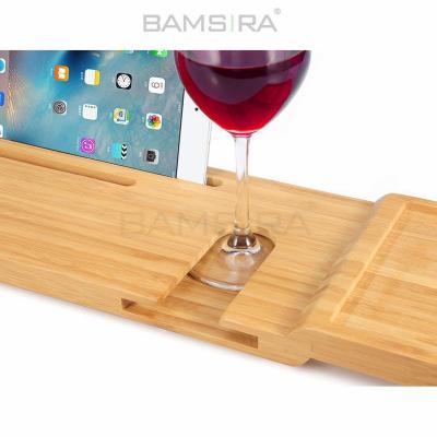 China Bamboo Bathtub Trolley With Sustainable Wine Rack / Suitable For Luxury / Bamsira for sale