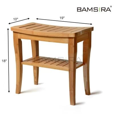 China Modern Double Row Modern Bathroom Furniture Wooden Shower Bench / Bamsira_Factory for sale