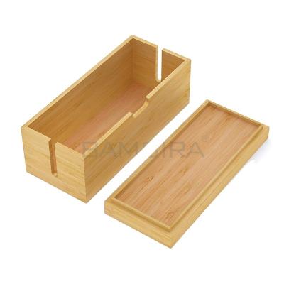 China Cable Box 100% Bamboo Sustainable Desktop Bamboo Organizer Sustainable Management Organizer for sale