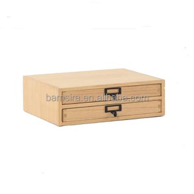 China Office Bamboo Natural Wood Storage Cabinet - Shallow Type Drawers - Fax Stand with Metal Handle - Small File Organizer Size for sale