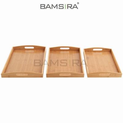 China Morden Morden 3 Piece Bamboo Food Serving Tray Set of Three/Bamsira_BSCI for sale