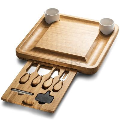 China Sustainable Sustainable Cheese Dish Board Natural Bamboo Charcuterie Cheese Board Cheese Tray /Bamsira_Factory for sale