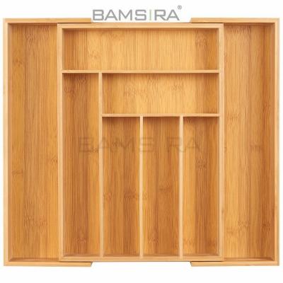 China Premium Cutlery and Utensil Viable Sustainable Tray Bamboo Drawer Organizer /Bamsira_BSCI for sale