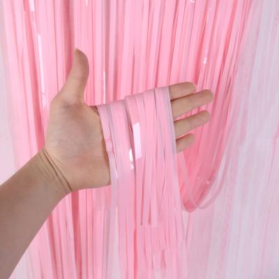 China Party Decoration 1*3M Macaroon Colorful Rain Curtain For Wall Party Decoration Birthday Rain Aluminum Silk Curtain for sale