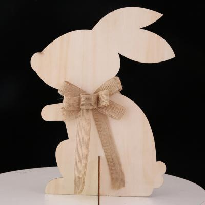 China 2022 Hot Selling Creative Noise Bunny Decorations Table Handmade Ornaments Wooden Craft 2022 Easter It Easter Figurines Gift for sale