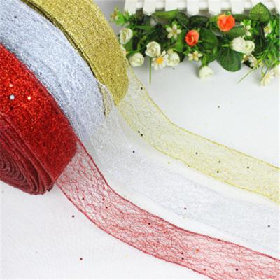 China 91.4m 5CM Side 100Yards Whipstitch Ribbon Netting Shape Ribbon For Christmas Gifts Decoration for sale