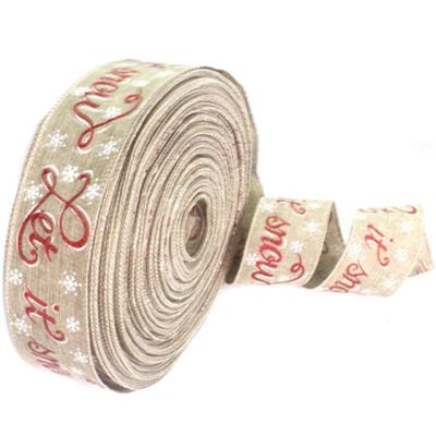 China Christmas Deoration 2M Christmas Cloth Ribbon Side Whipstitch Ribbon Weeding Decoration for sale