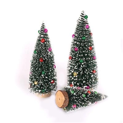 China New Style Pine 15cm Christmas Tree With Colorful Ball Desk Mini Decoration Green Christmas Tree for sale