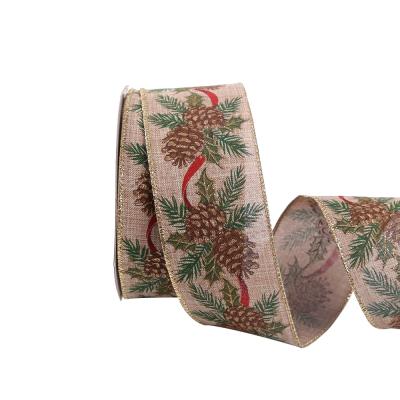 China With Yarn Edge Christmas New Ribbon With Yarn Edge Christmas Decoration Supplies Decorative Burlap Hemp for sale