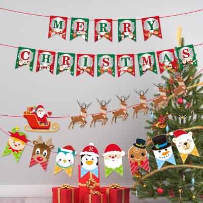 China Suitable for Home Decoration New Product Merry Christmas Letter Banner Creative Cartoon Santa Hanging Bunting Wallpaper Hanging Flag Christmas Decoration Supply for sale