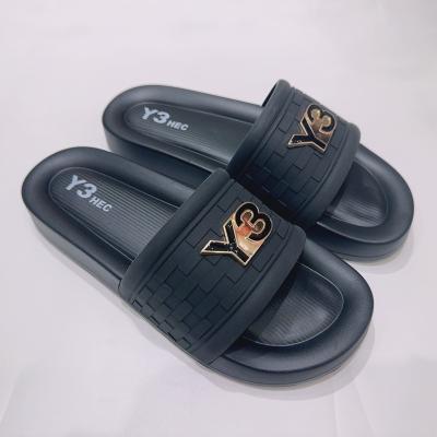 China Cushioning Nice beach PU soft men slipper factory custom logo slide sandal flip flops wholesale for sale