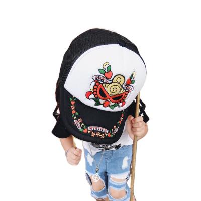 China Character creed 6 panel 3 d embroidery curve brim mesh trucket kids unisex hats for sale