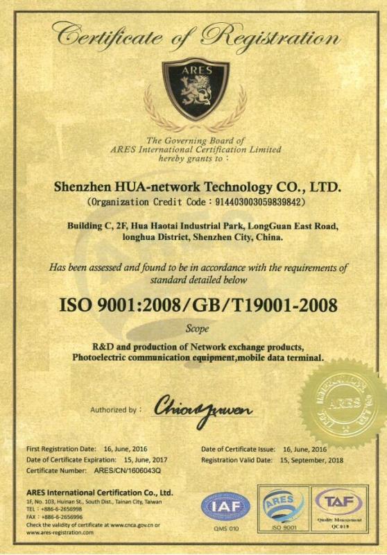 ISO 9001:2008 - Shenzhen HUANET Technology CO. Ltd