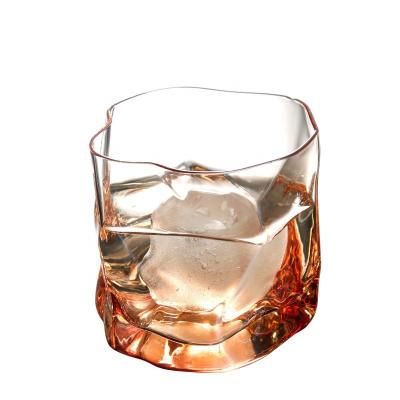 China 2021 New Design Gold Viable Rim Mini Liquor Shot Whiskey Crystal Custom Irregular Wine Glasses for sale