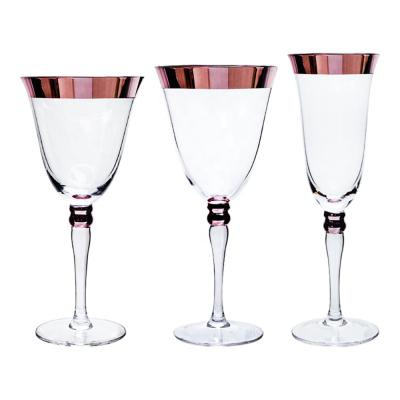 China Rose Gold Glass Crystal Goblet Vintage Champagne Wine Glass For Home Viable Electroplating Decoration for sale