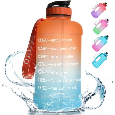 China Custom Sustainable Mountains Partner Climb Fitness Motivation Ability Large One Gallon Water Bottles for sale