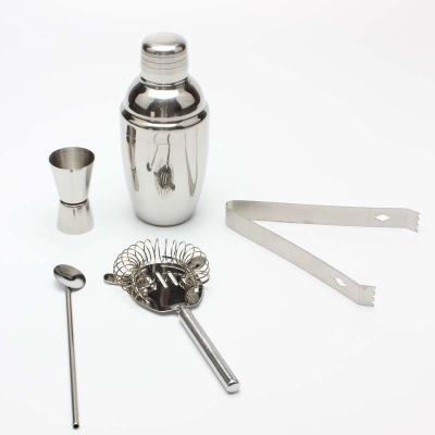 China Home Bar Stand Tools 5 Pieces Set Boston Cocktail Shaker Bar Tools 305/306/307/308 Stainless Steel Cocktail Shaker Set for sale