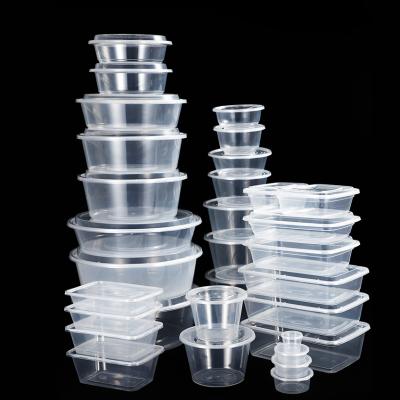 China Microwavable Rectangular Thickened Custom Heat Wrapping Eco Friendly Clear Disposable Plastic Round Food Containers With Lid for sale