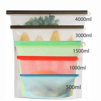 China Sustainable Flat Type Hot Selling Square Storage Bag Washable Kitchen Reusable Silicone Food Storage Bags for sale