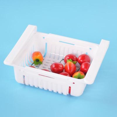 China Viable Plastic Telescopic Drawer Basket Adjustable Food Fridge Bins Storage Pop Up Pull Out Storage Box for sale