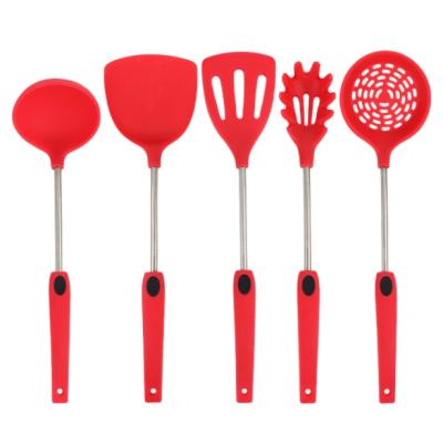 China Long Lasting Silicone Stainless Steel Bar Handle Pan Spatula Spoon Powder Claw Non-Stick Kitchen Tool for sale