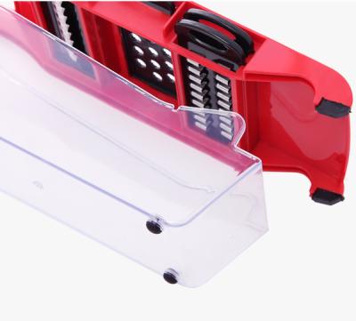 China Home Viable 10 in 1 Chopper Stainless Steel Kitchen Vegetable Multifunctional Vegetable Slicer Red Plastic Food Cleaver for sale